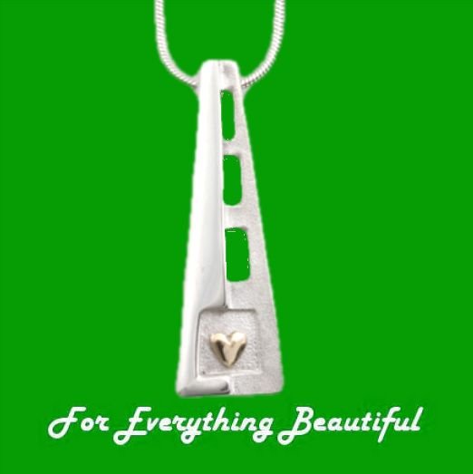 Image 0 of Voar Tapered Yellow Gold Heart Motif 9K White Gold Pendant 