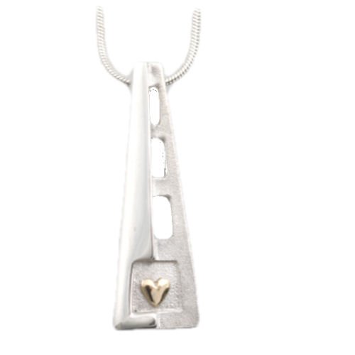 Image 1 of Voar Tapered Yellow Gold Heart Motif 9K White Gold Pendant 