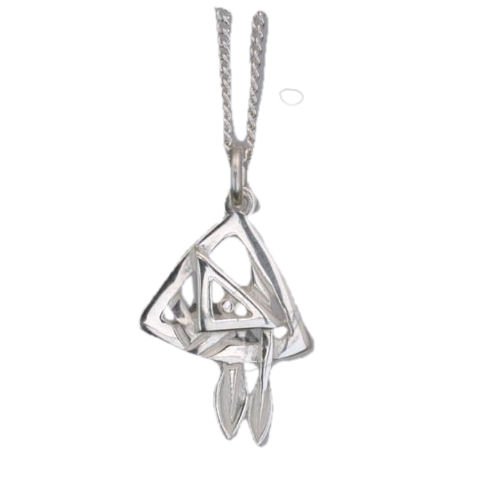 Image 1 of Art Nouveau Leaf Triangular Sterling Silver Pendant