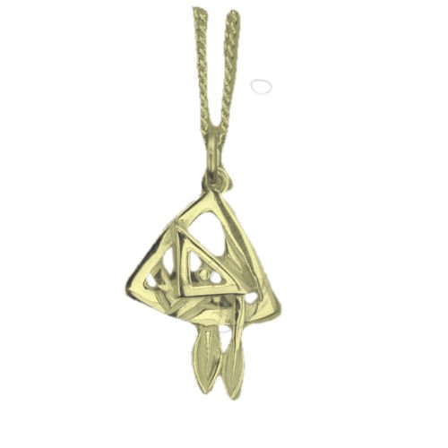 Image 1 of Art Nouveau Leaf Triangular 9K Yellow Gold Pendant