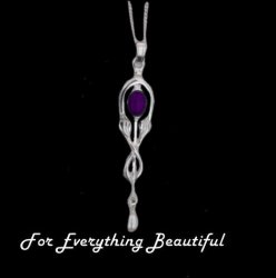 Art Nouveau Amethyst Pearl Drop Sterling Silver Pendant