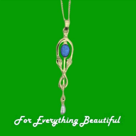 Image 0 of Art Nouveau Labradorite Pearl Drop 9K Yellow Gold Pendant