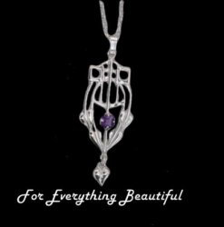 Art Deco Intricate Amethyst Sterling Silver Pendant