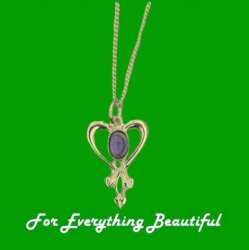 Art Nouveau Amethyst Heart 9K Yellow Gold Pendant