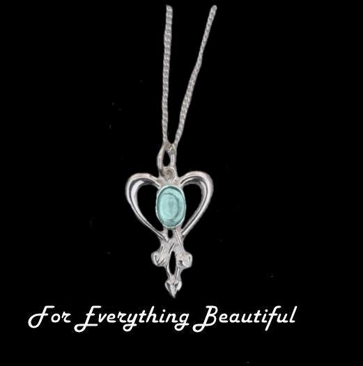 Image 0 of Art Nouveau Blue Moonstone Heart Sterling Silver Pendant
