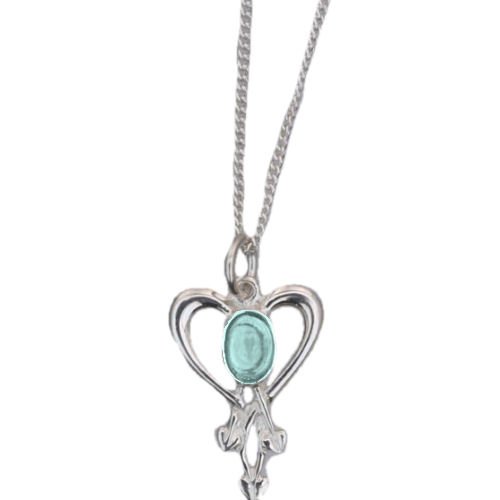 Image 1 of Art Nouveau Blue Moonstone Heart Sterling Silver Pendant