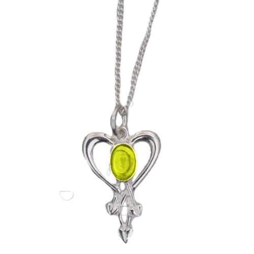 Image 1 of Art Nouveau Citrine Heart Sterling Silver Pendant