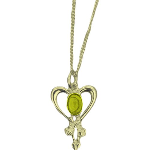 Image 1 of Art Nouveau Citrine Heart 9K Yellow Gold Pendant