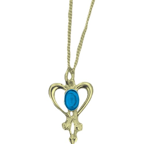 Image 1 of Art Nouveau Labradorite Heart 9K Yellow Gold Pendant