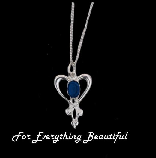 Image 0 of Art Nouveau Lapis Lazuli Heart Sterling Silver Pendant