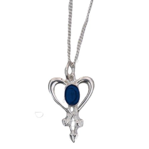 Image 1 of Art Nouveau Lapis Lazuli Heart Sterling Silver Pendant
