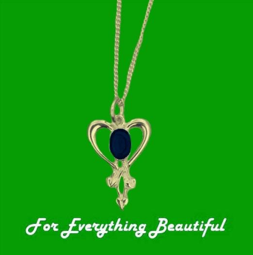 Image 0 of Art Nouveau Lapis Lazuli Heart 9K Yellow Gold Pendant