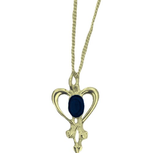 Image 1 of Art Nouveau Lapis Lazuli Heart 9K Yellow Gold Pendant