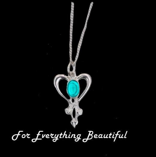 Image 0 of Art Nouveau Turquoise Heart Sterling Silver Pendant