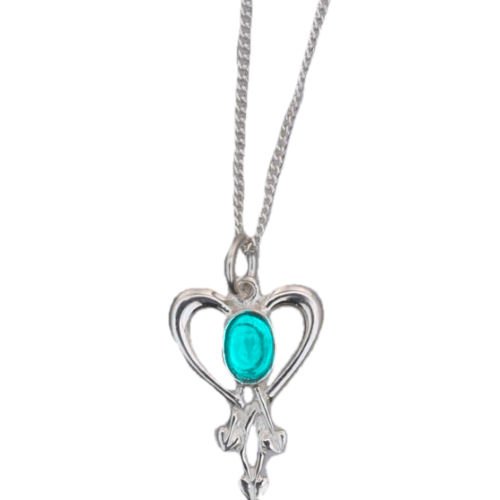 Image 1 of Art Nouveau Turquoise Heart Sterling Silver Pendant