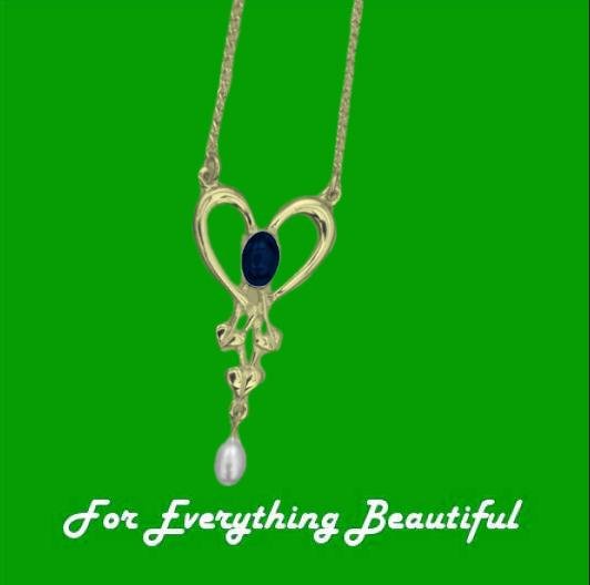 Image 0 of Art Nouveau Lapis Lazuli Heart Pearl Sterling Silver Pendant
