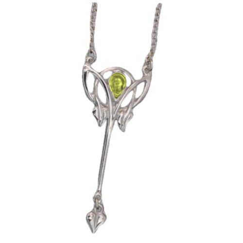 Image 1 of Art Nouveau Citrine Long Leaf Sterling Silver Pendant