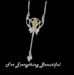 Art Nouveau Citrine Long Leaf Sterling Silver Pendant