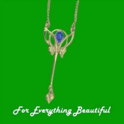 Art Nouveau Labradorite Long Leaf 9K Yellow Gold Pendant