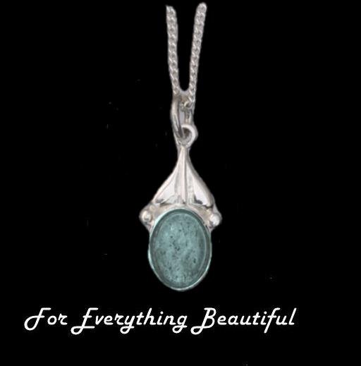 Image 0 of Art Nouveau Leaf Oval Blue Moonstone Sterling Silver Pendant