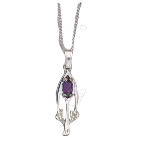 Image 1 of Art Nouveau Marquise Amethyst Sterling Silver Pendant