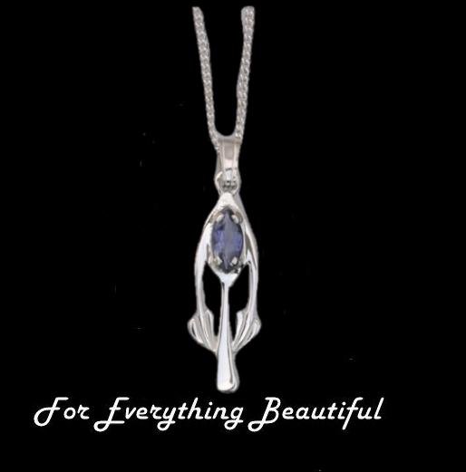 Image 0 of Art Nouveau Marquise Iolite Sterling Silver Pendant