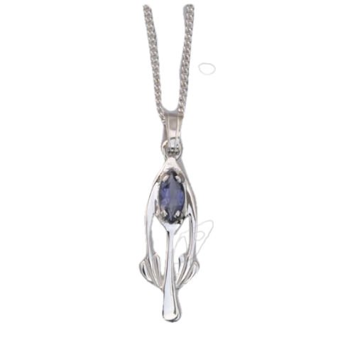 Image 1 of Art Nouveau Marquise Iolite Sterling Silver Pendant