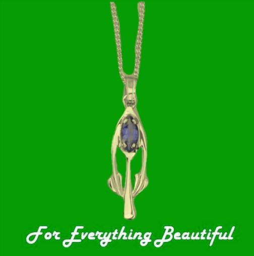 Image 0 of Art Nouveau Marquise Iolite 9K Yellow Gold Pendant