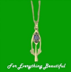 Art Nouveau Marquise Iolite 9K Yellow Gold Pendant