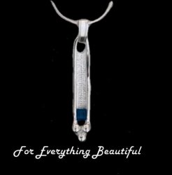 Art Deco Rectangular Iolite Sterling Silver Pendant