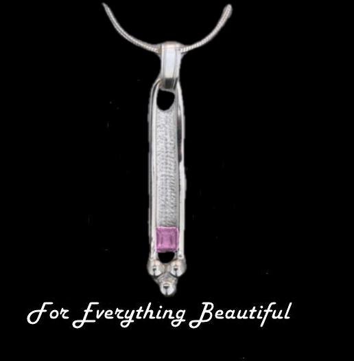 Image 0 of Art Deco Rectangular Pink Tourmaline Sterling Silver Pendant