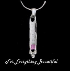 Art Deco Rectangular Pink Tourmaline Sterling Silver Pendant