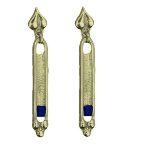 Image 1 of Art Deco Design Iolite 9K Yellow Gold Drop Earrings