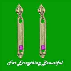 Art Deco Pink Tourmaline 9K Yellow Gold Drop Earrings