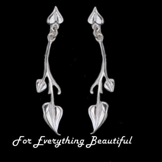 Image 0 of Art Nouveau Design Sterling Silver Drop Earrings