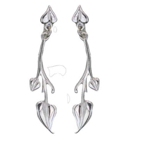 Image 1 of Art Nouveau Design Sterling Silver Drop Earrings