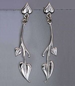 Image 2 of Art Nouveau Design Sterling Silver Drop Earrings