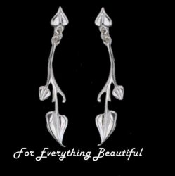 Art Nouveau Design Sterling Silver Drop Earrings