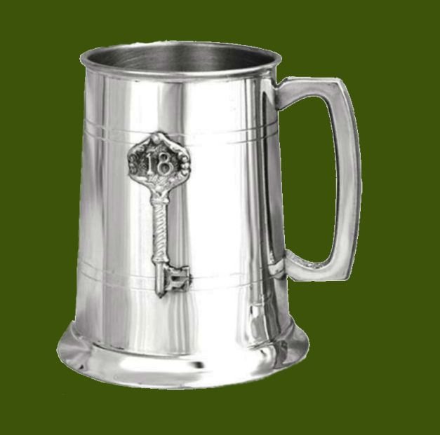 Image 0 of 18th Birthday Key Mounted Badge Stylish Pewter 16oz Tankard