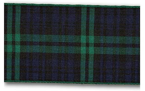 Image 1 of Black Watch Modern Plaid Polyester Fabric Tartan Ribbon 75mm x 1 metre