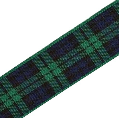 Image 1 of Black Watch Modern Plaid Polyester Fabric Tartan Ribbon 16mm x 25 metres