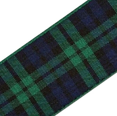 Image 1 of Black Watch Modern Plaid Polyester Fabric Tartan Ribbon 25mm x 25 metres