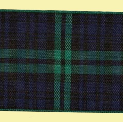 Image 0 of Black Watch Modern Plaid Polyester Fabric Tartan Ribbon 70mm x 25 metres