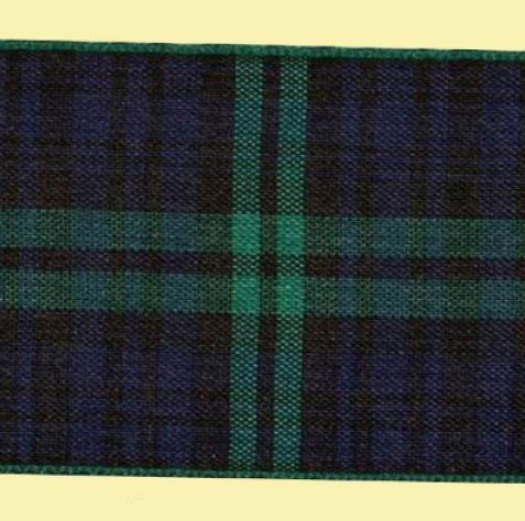 Image 0 of Black Watch Modern Plaid Polyester Fabric Tartan Ribbon 70mm x 25 metres