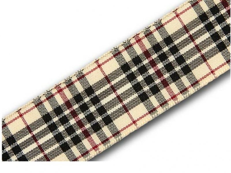 Image 1 of Blackberry Plaid Polyester Fabric Tartan Ribbon 25mm x 25 metres