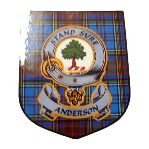 Image 1 of Anderson Clan Tartan Clan Anderson Badge Shield Decal Sticker Set of 3