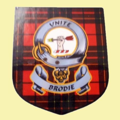 Image 0 of Brodie Clan Tartan Clan Brodie Badge Shield Decal Sticker Set of 3