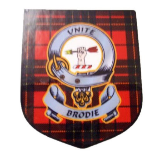 Image 1 of Brodie Clan Tartan Clan Brodie Badge Shield Decal Sticker Set of 3