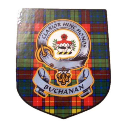 Image 1 of Buchanan Clan Tartan Clan Buchanan Badge Shield Decal Sticker Set of 3