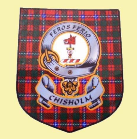 Image 0 of Chisholm Clan Tartan Clan Chisholm Badge Shield Decal Sticker 